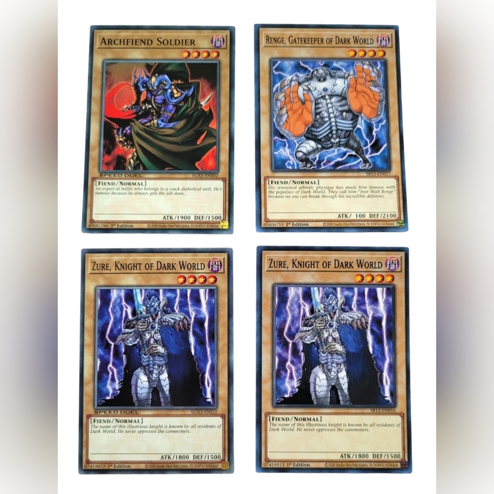 YU-GI-OH CARD LOT OF 4 ~ ZURE ~ RENGE ~ ARCHFIEND SOLDIER ~ DARK WORLD